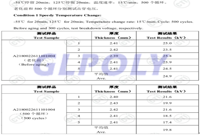 詳解GLPOLY動力電池導熱硅膠片XK-P20可靠性測試內容